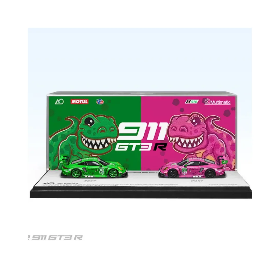 

SR 1:64 STAR RACE Porsche 911 GT3 Pink Dinosaur Green Dinosaur Alloy Car Model