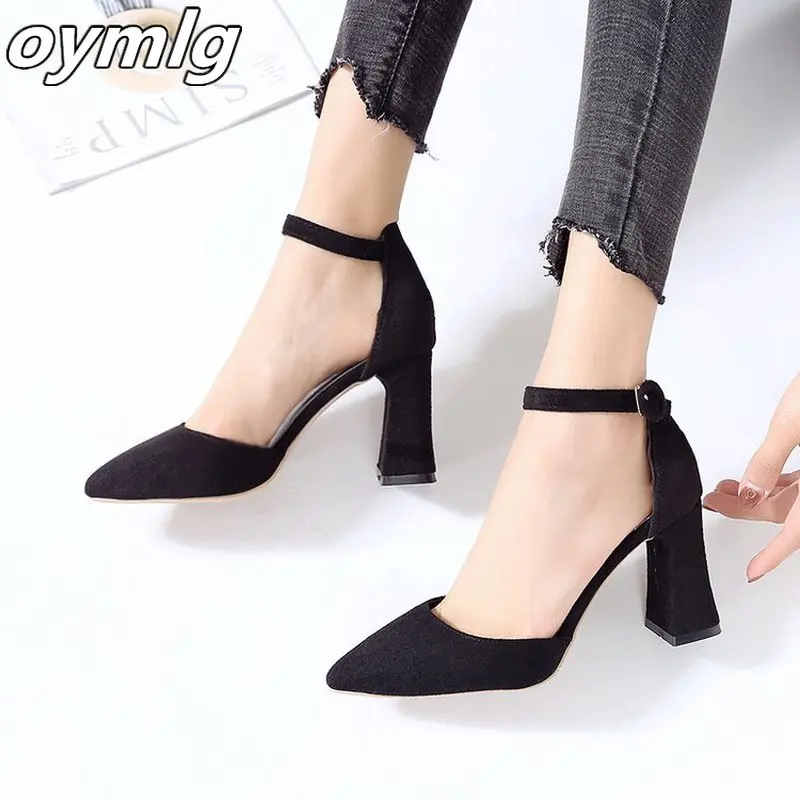 Spring summer new 2020 fine with single shoes shallow mouth ladies pointed sandals women fashion comfortable high heels