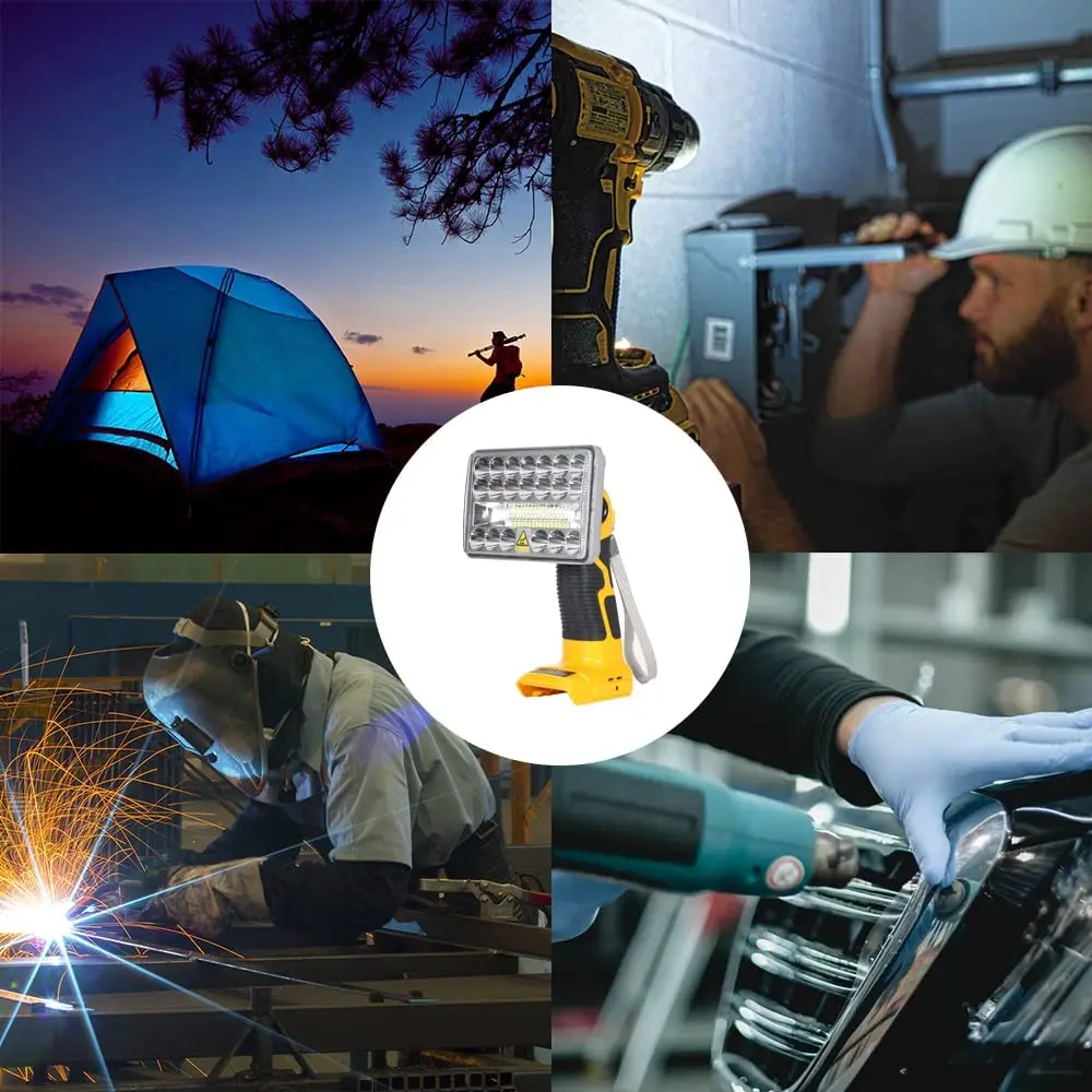 Imagem -06 - Lâmpada Luz de Trabalho Ferramenta Luz Spotlight ao ar Livre Luz Led para Dewalt 18w Polegada 14.4v20v Bateria de Íon de Lítio Dcb182 Dcb200