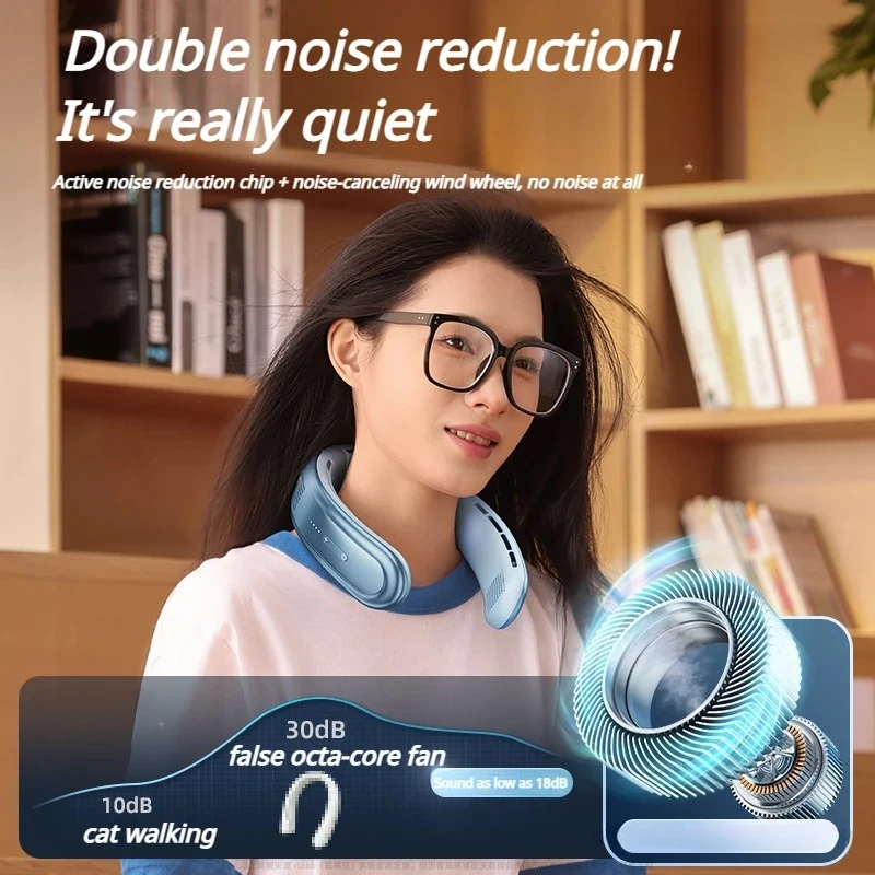 مروحة الرقبة المحمولة الجديدة القابلة لإعادة الشحن مبرد الرقبة الصغير 3 سرعات تبريد الرياح الكهربائية Ventilador للمنزل والتخييم في الهواء الطلق