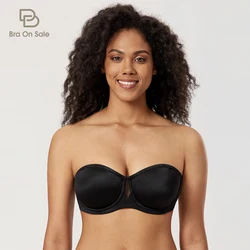 Women's Underwire Non Padded Seamless Strapless Bra Push Up Multiway Smooth Plus Size