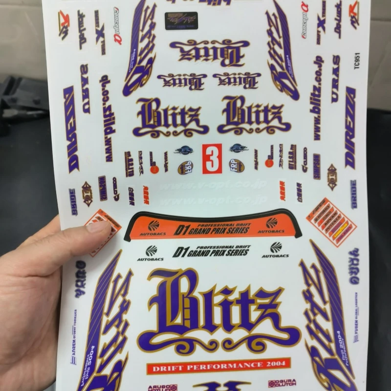 TC951 1/10 Blitz Drift Sticker, 210mm x297mm RC Body Decals