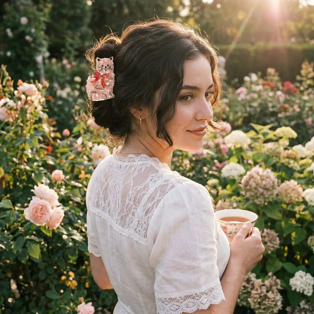 

Sweet Cat Hair Claw Eco-Friendly High-Quality Cartoon Animal Acetate Hair Accessories Geometric Handcrafted Cute Shark Clip