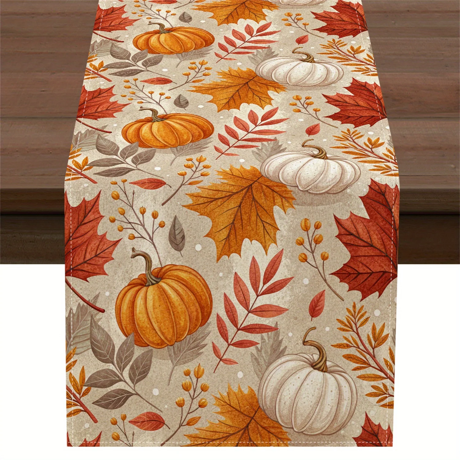 VIKAMA Herbst-Kürbisblatt-Tischläufer, Küchen- und Esszimmerdekoration, Tischdecke, Thanksgiving-Dekoration, Heimdekoration