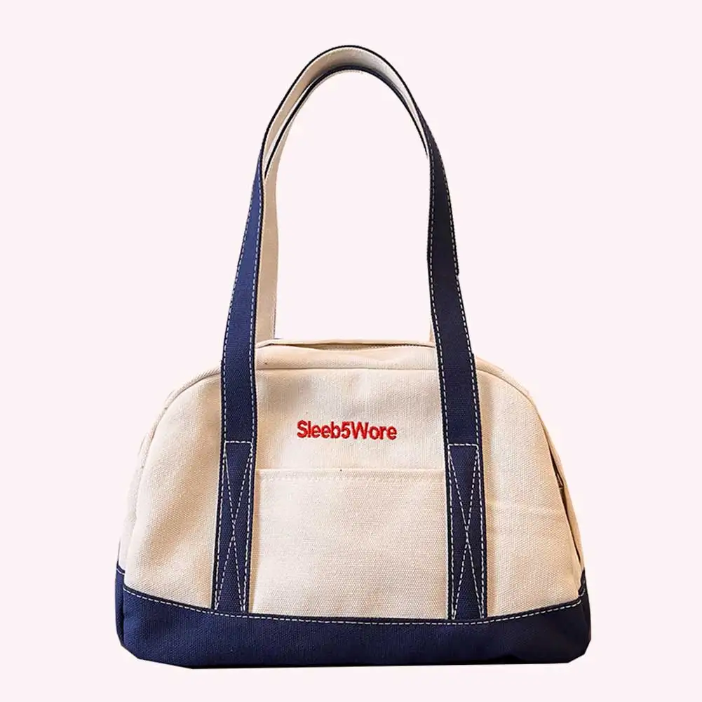 حقيبة كتف نسائية سعة كبيرة حقيبة تحت الإبط قماش خمر الإبط حقيبة اللون الصدام بسيطة الإناث الفتيات حقيبة يد #4