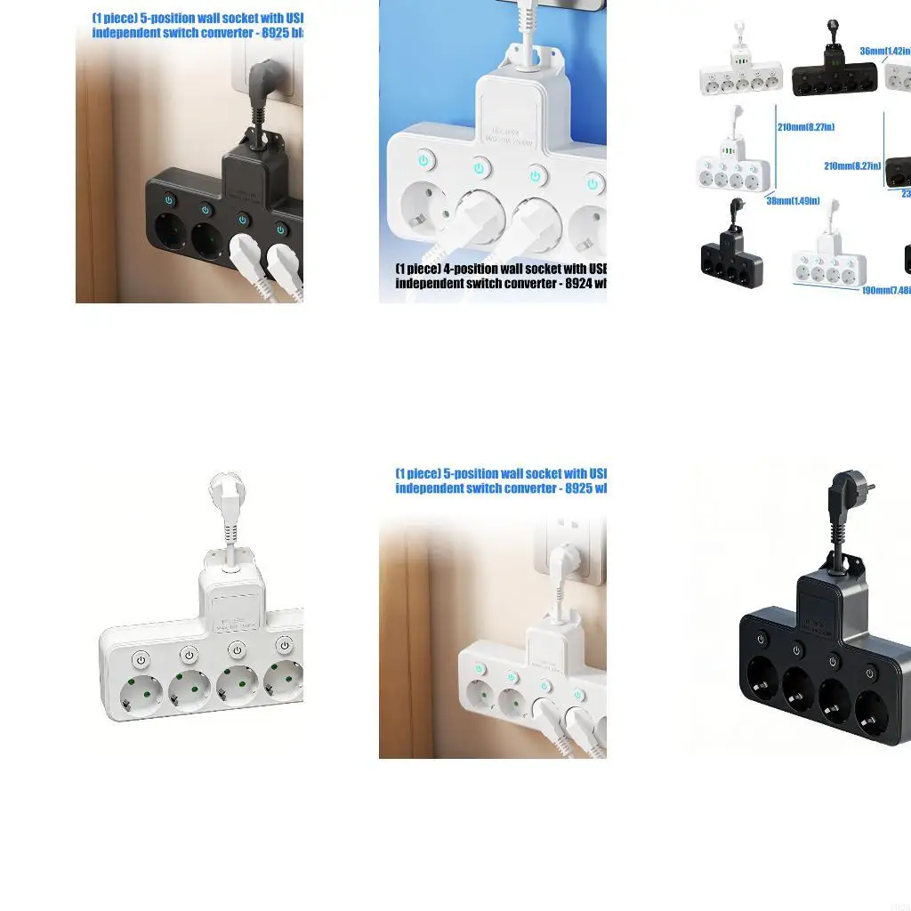 193A Smarted Wall Plugs With USB Charging Adjustable Length Powered Outlets Extenders for Simultaneous Device Powered Supply
