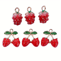 10pcs New Little Strawberry Enamel Charms 3D Stereoscopic Cute Fruit For Making Handmade DIY Findings Accessories Necklace