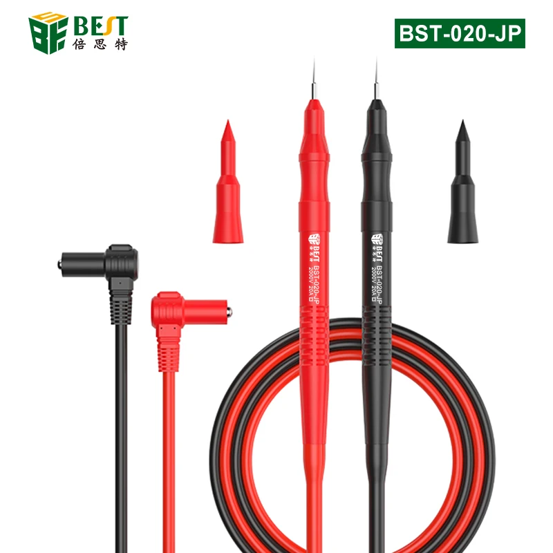 BST-020-JP CATIII 20A Alloy Steel Fine Tip Multimeter Probe Test leads And Insulated Silicone Leads For Figital Multimeters