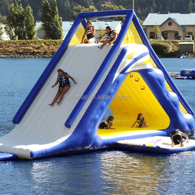 

High Quality Air Tight Inflatable Floating Water Triangle Slide For Camping Beach Activity Lake Water Games