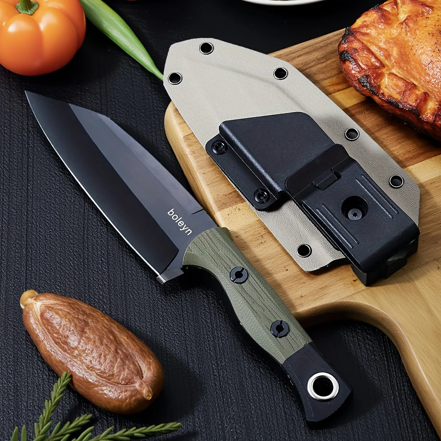 1 Piece, 7RC High Carbon Stainless Steel Professional Kitchen Knife, G10 Handle K Sheath Knife Case, Suitable for Kitchen