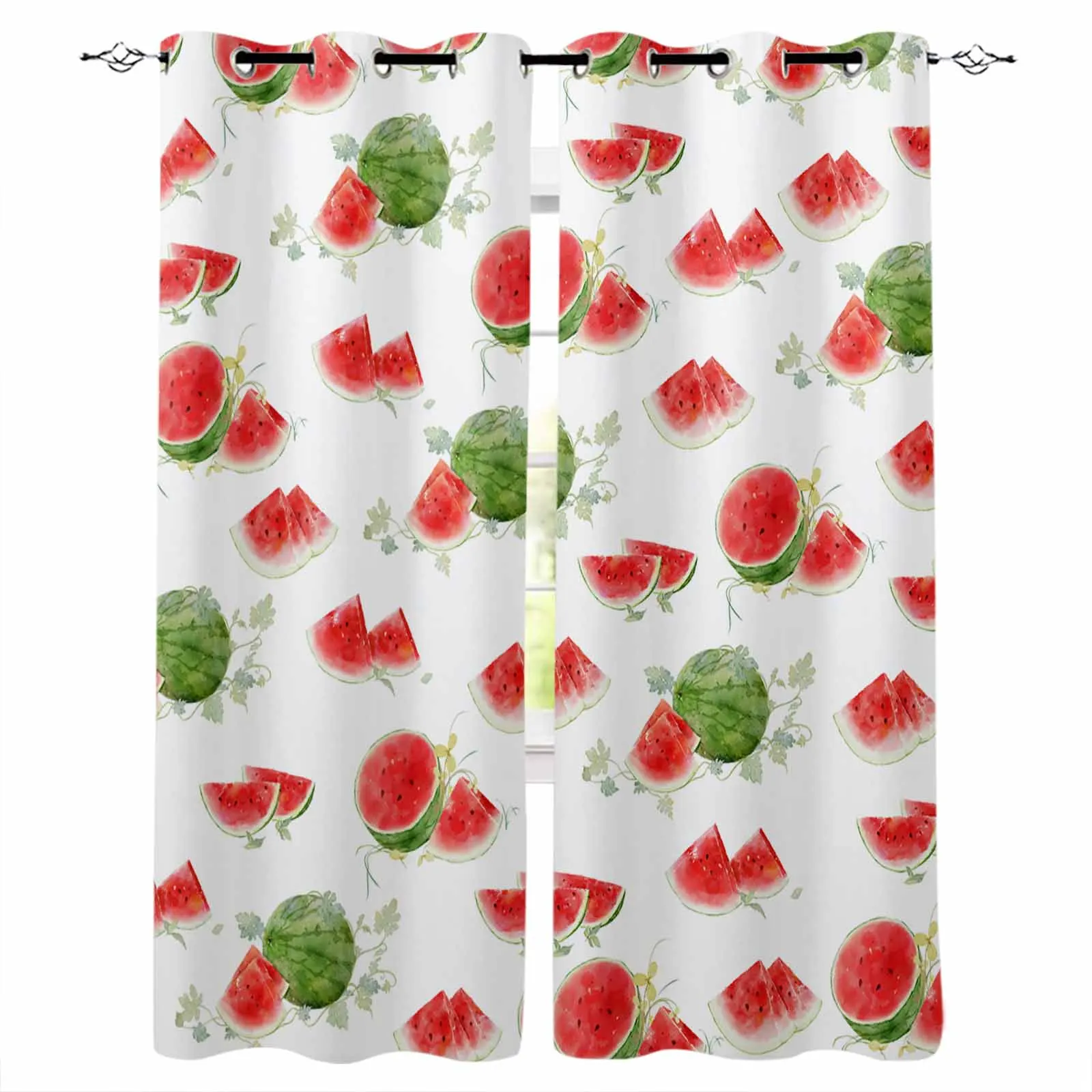 

Summer Fruit Watermelon Window Curtains for Living Room Kitchen Curtain Bedroom Decorative Window Treatments