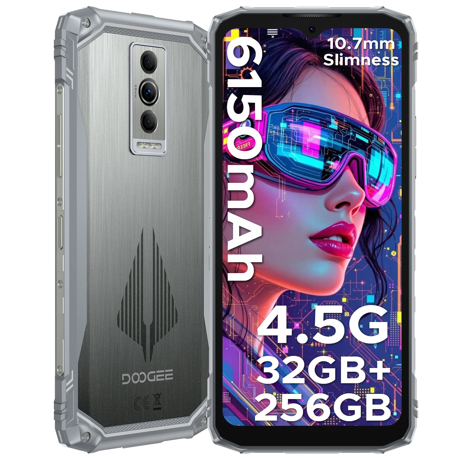 DOOGEE Blade10 Pro Energy robuuste telefoon 32GB 256GB 6,56” HD+ scherm 6150mAh grote batterij 50MP AI camera Android 15 NFC