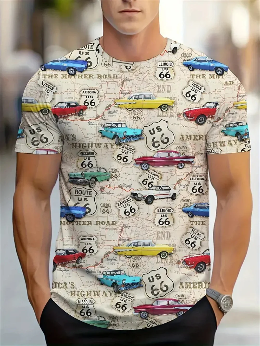 New Summer Men's T-Shirt 3D Graphics Texaco Car Oil Pullover Fashion Casual Tops Men's Clothing Harajuku T-Shirts Streetwear