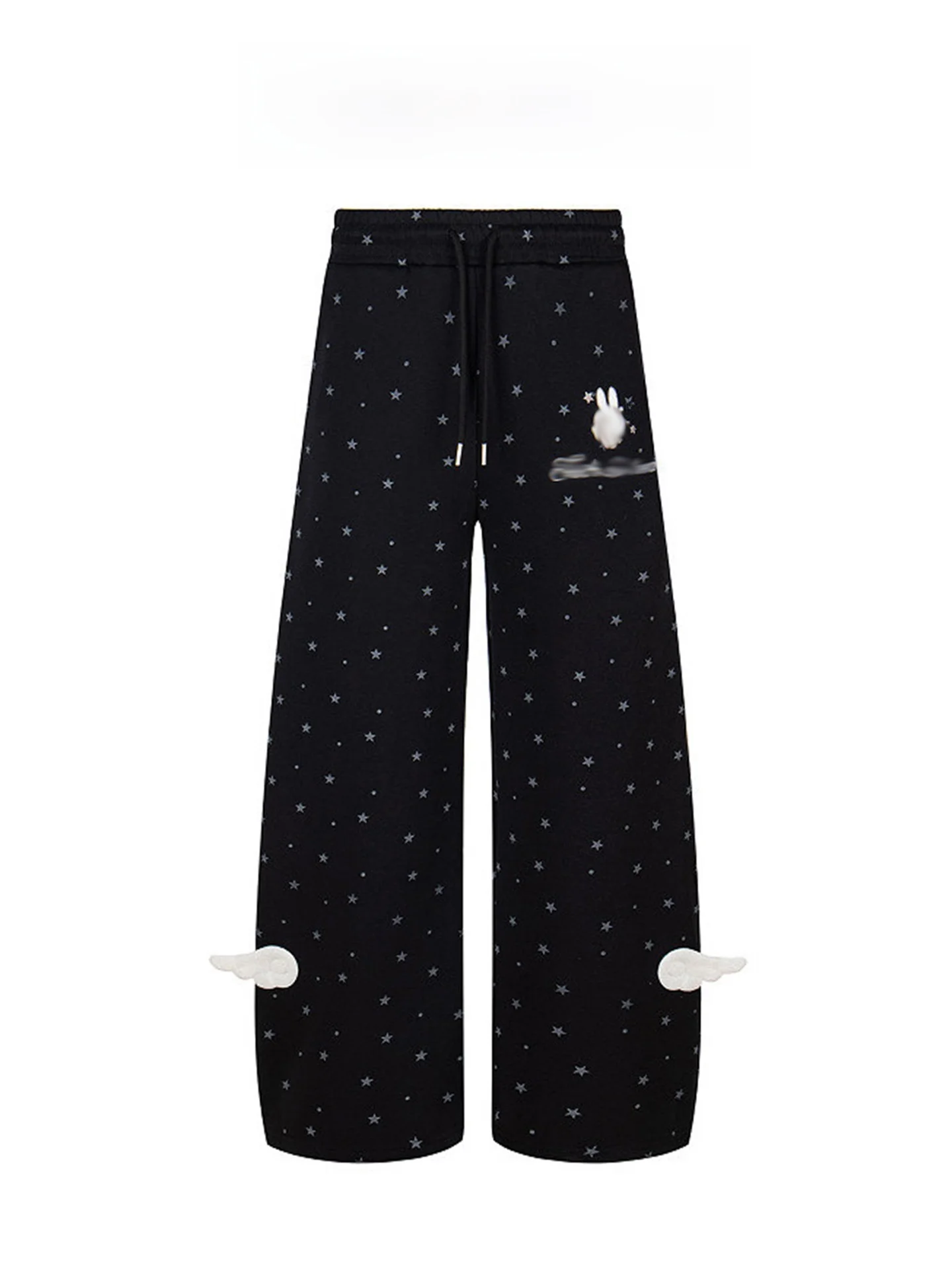Loose Wide Leg Sweatpants Women's Autumn Casual Cool Style Embroidered Rabbit Ear Pants High Waist Straight Tube Trousers