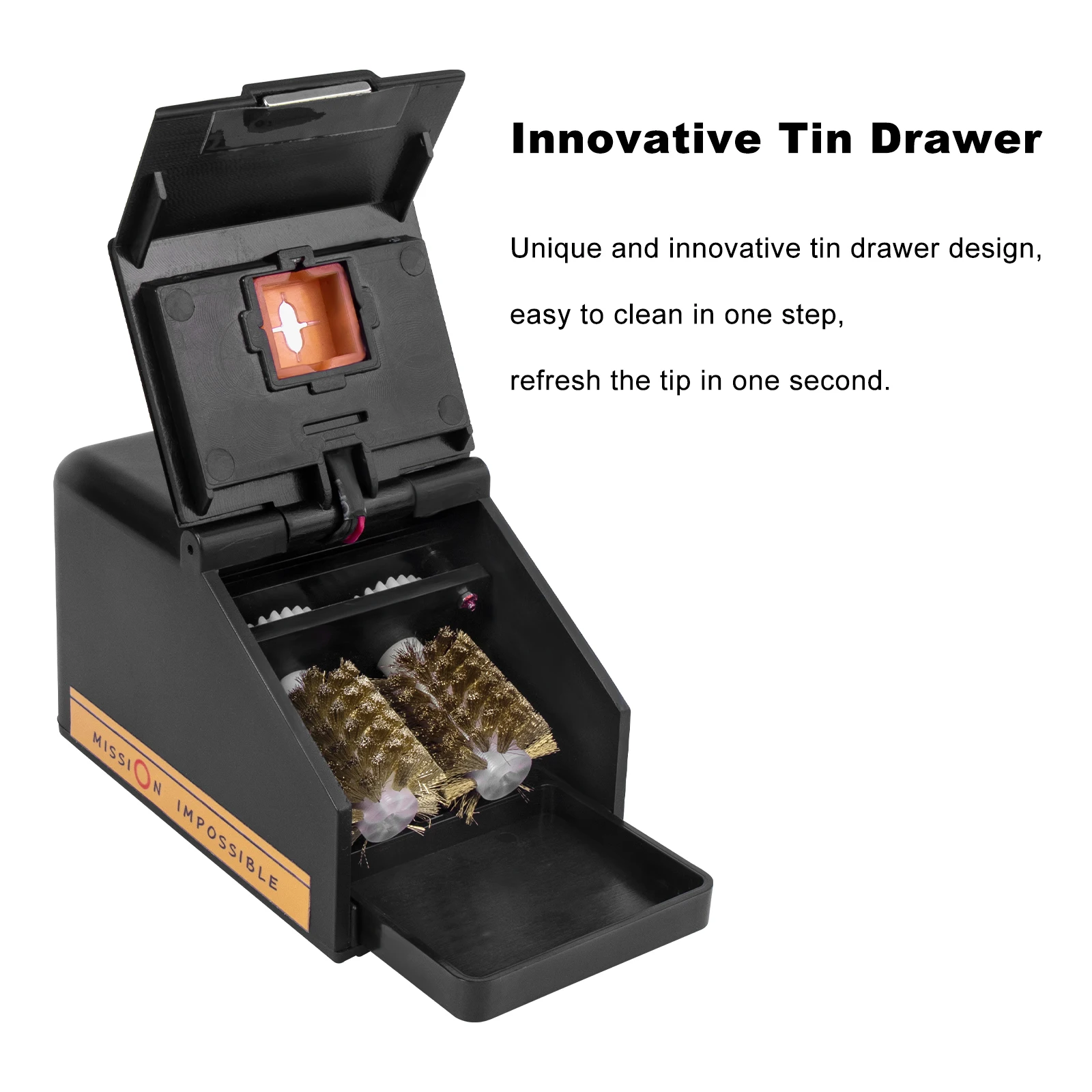 FX-15 Electric Soldering Tip Cleaner, 2S Fast Cleaning with Tin Drawer, Non-Slip Base Copper Brush for Phone Soldering Repair