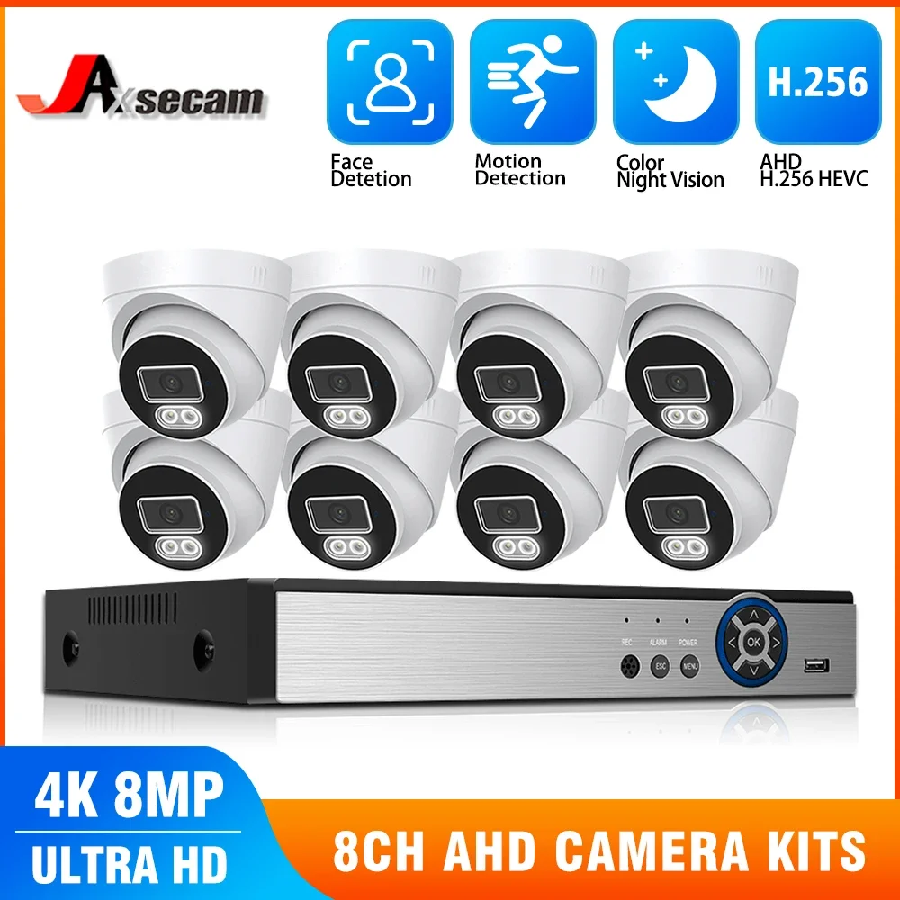 

4K HD 8CH AHD DVR 8MP Camera CCTV System Kit H.265 + обнаружение движения уличный Смарт IR-Cut ночное видение комплект видеонаблюдения XMEye