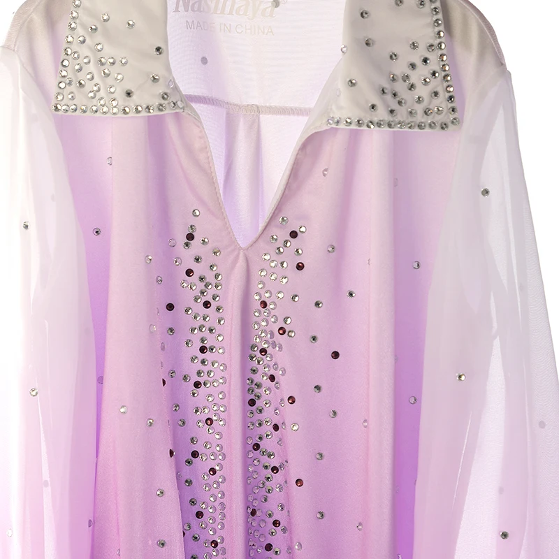 Boys' adult figure skating performance competition grading jumpsuit gradually changes color, white and purple