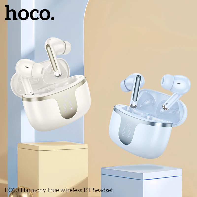 

HOCO EQ10 in-ear Bluetooth wireless earphones with LED Power display charging case Music smart headset microphone For Mobile