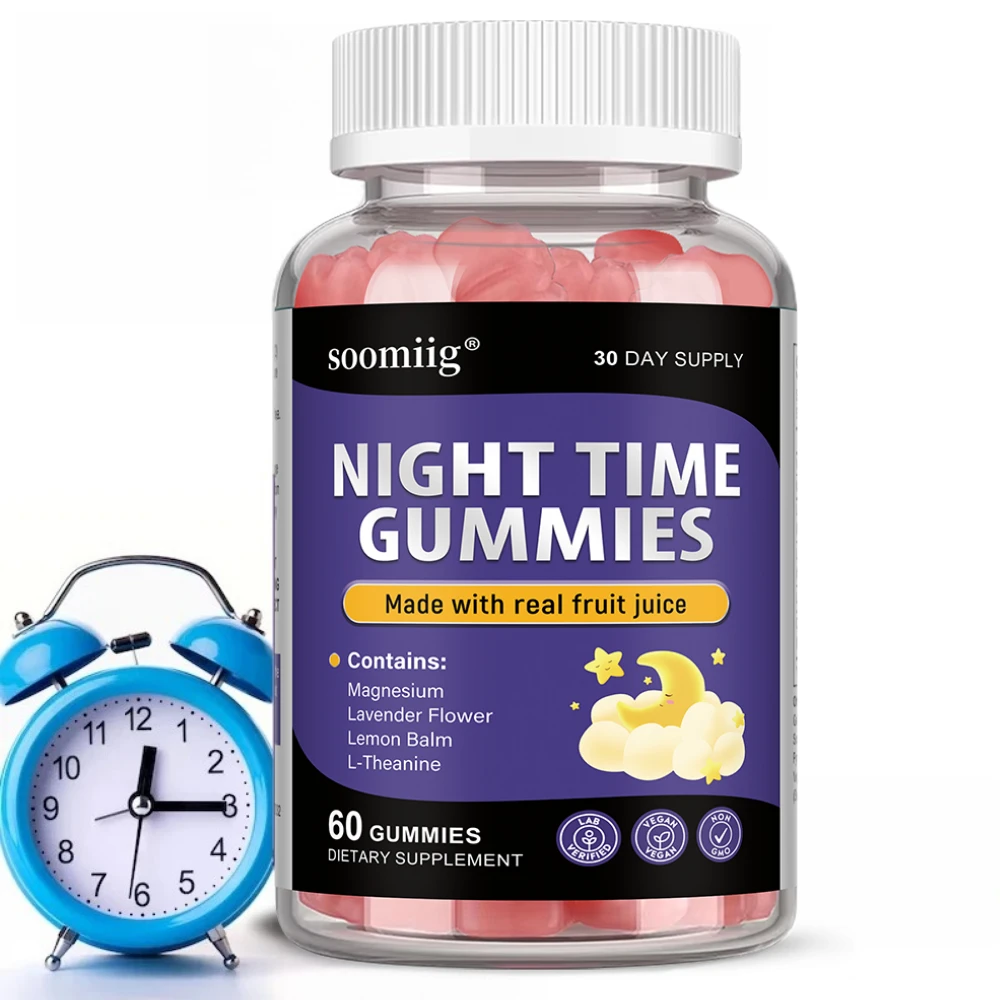 Night Time Sleep Gummies - Enriched with Vitamin B6 and Magnesium - VEGAN | NON-GMO - High Strength for Adults