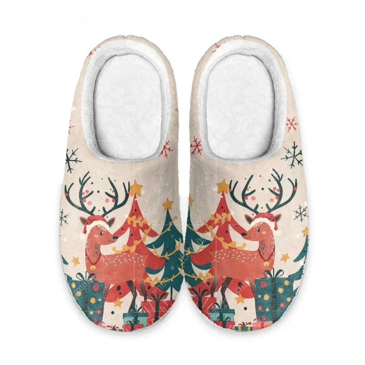 2025 New Arrival Winter Elk Gift Christmas Tree Home Cotton Slippers Mens Womens Teenager Plush Bedroom Keep Warm Custom Slipper