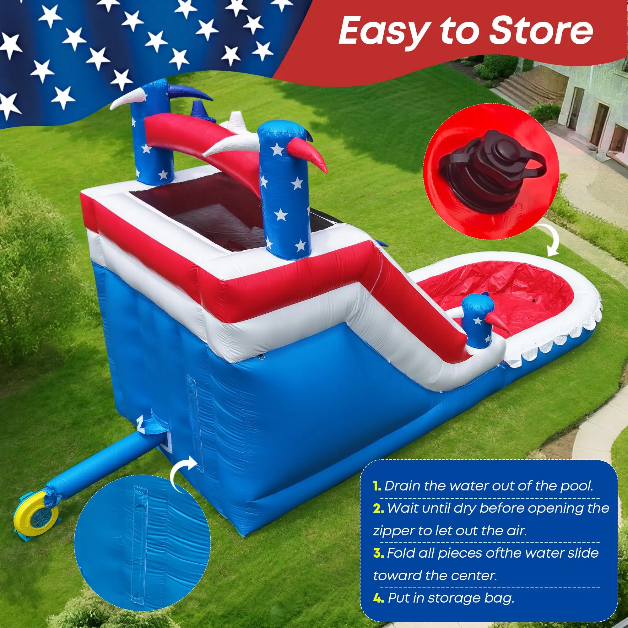Wasserrutsche in kommerzieller Qualität mit Pool-Bounce-Haus für Erwachsene und Kinder (mit Gebläse), großer Wasserrutsche im Freien im Hinterhof