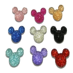 20 Mixed Color Flatback Resin Dotted Rhinestone Gems Mouse Head 24X20mm