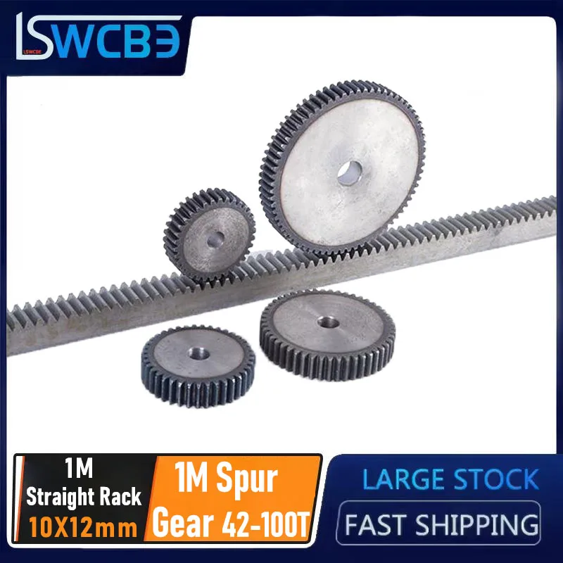 Standard Two Plane Stepless Straight Gear Series 1M42-100 Teeth Process Hole Straight Rack 10X12 Plane Transmission Customizable