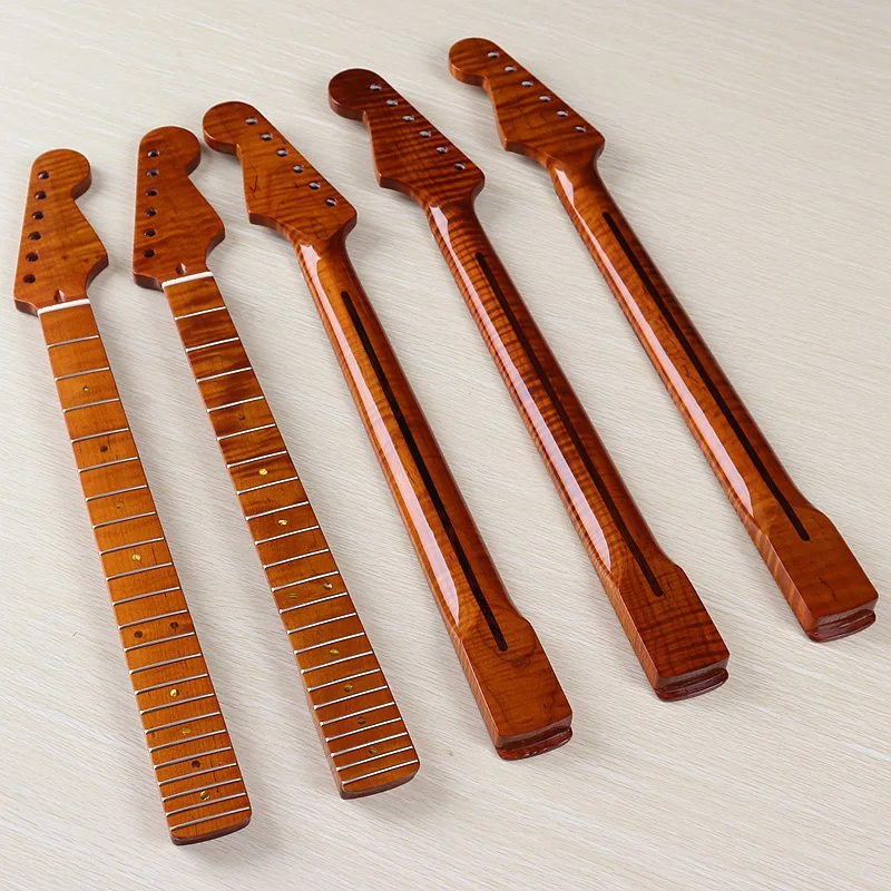 

6 strings 22 frets tiger pattern baked maple bright 5.6 wide guitar neck assembly DIY electric guitar accessories