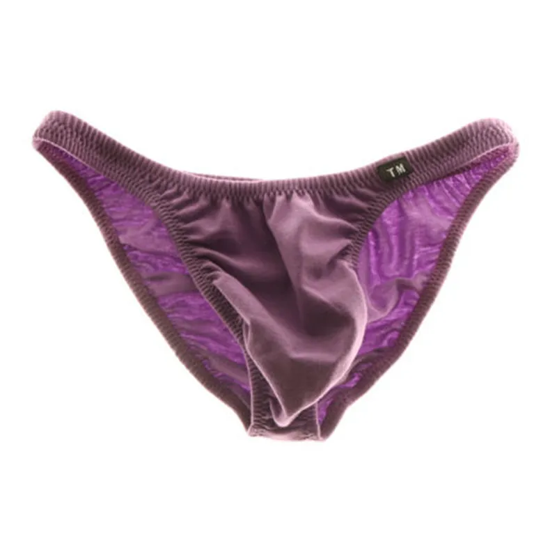 Men's Silky Nylon Bikini Briefs Low Waist U-Pouch Breathable Comfortable Underwear