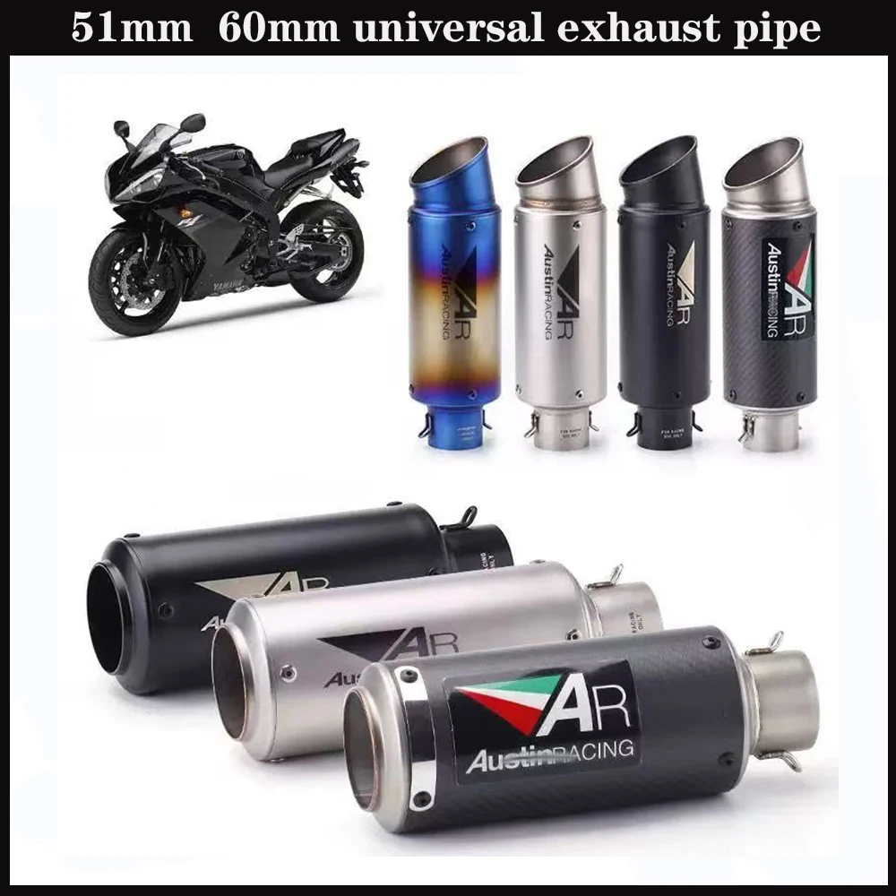 

51mm 60mm Motorcycle Exhaust Pipe Universal Suitable for Z400 250SR 250NK 450SR R3 R25 MT07 MT09 R1 Z650 K7 K8 with DB Killer