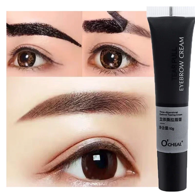 Crème pour les Sourcils Imperméable et Décolletée, Liquide Noir et Marron, Tatouage Déchirant, Gel Longue Durée, Facile à vitation, Rehausseur de Sourcils, Cosmétiques