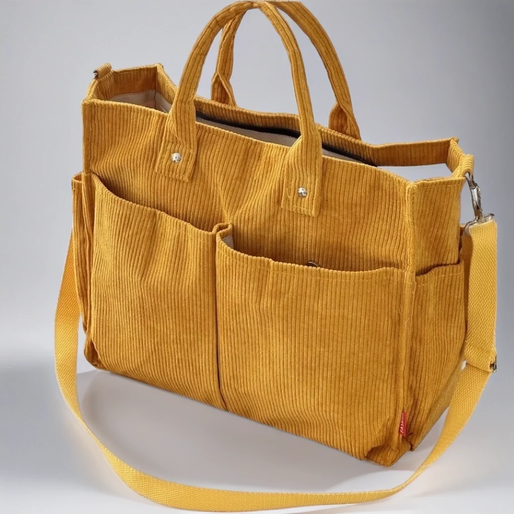 corduroy bag for women-corduroy bag with pockets-eco-friendly corduroy bag-women handbag's-minimalist bag-casual tote hobo bag