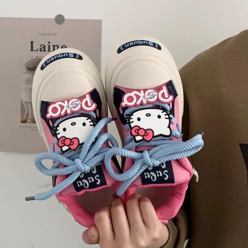 Kawaii Pink Hello Kitty My Melody Mother and Baby Sanrio Shoelace Decoration Baby's DIY Plush Doll Shoes Accessories Outdoor Gif