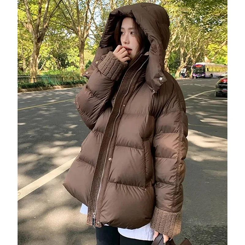 maillard Women Loose Fitting Down Cotton Jacket Winter Female Cotton Padded Coat 2024 Ladies Thickening Lamb Wool Collar Outwear