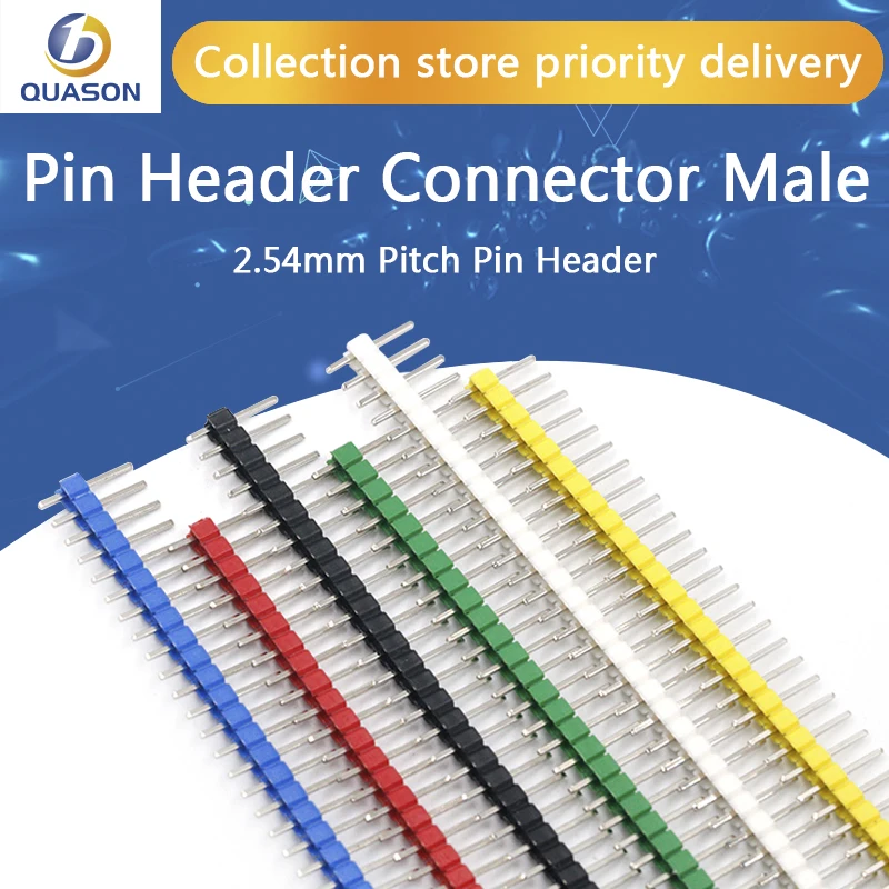 6pcs/Set Pin Header Connector Male 2.54mm Pitch Pin Header Strip Single Row 40 pin Connector Kit for PCB board