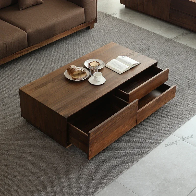 Luxury Drawers Coffee Table Wood Moving Storage Unique Apartamento Modern Side Table