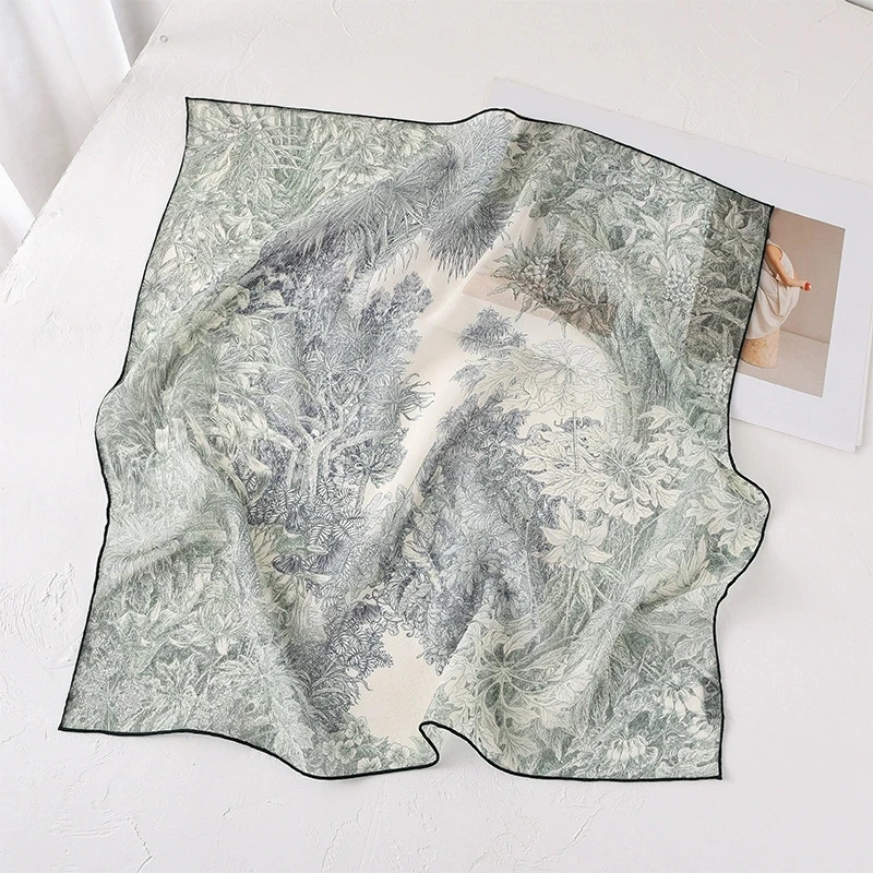 Schal aus 100 % reiner Seide, Damen-Hals-Haarband, Foulard, quadratisches Seiden-Halstuch, Schal, Bandana, 67 x 67 cm