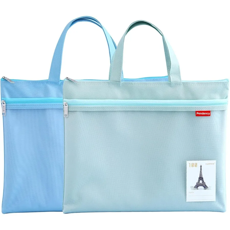 Custodia con cerniera in rete pendente 11x13,7 in 2 pezzi Borsa per documenti impermeabile con doppia tasca grande con manico Formato A4 Pieghevole per documenti Stora