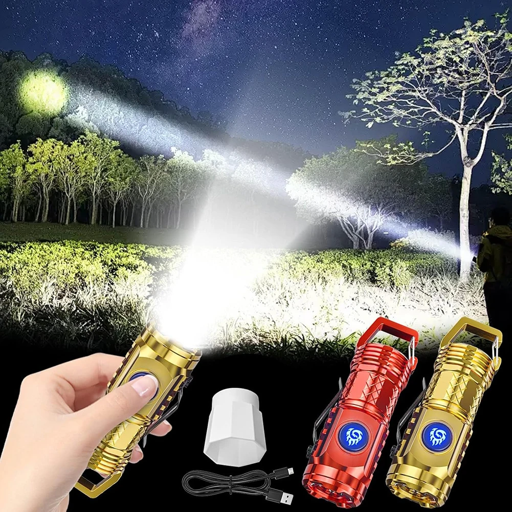 

High-Brightness Glowing LED Flashlight 5 Lighting Modes Built-In Battery Extra Bright Lamp For Night Walking