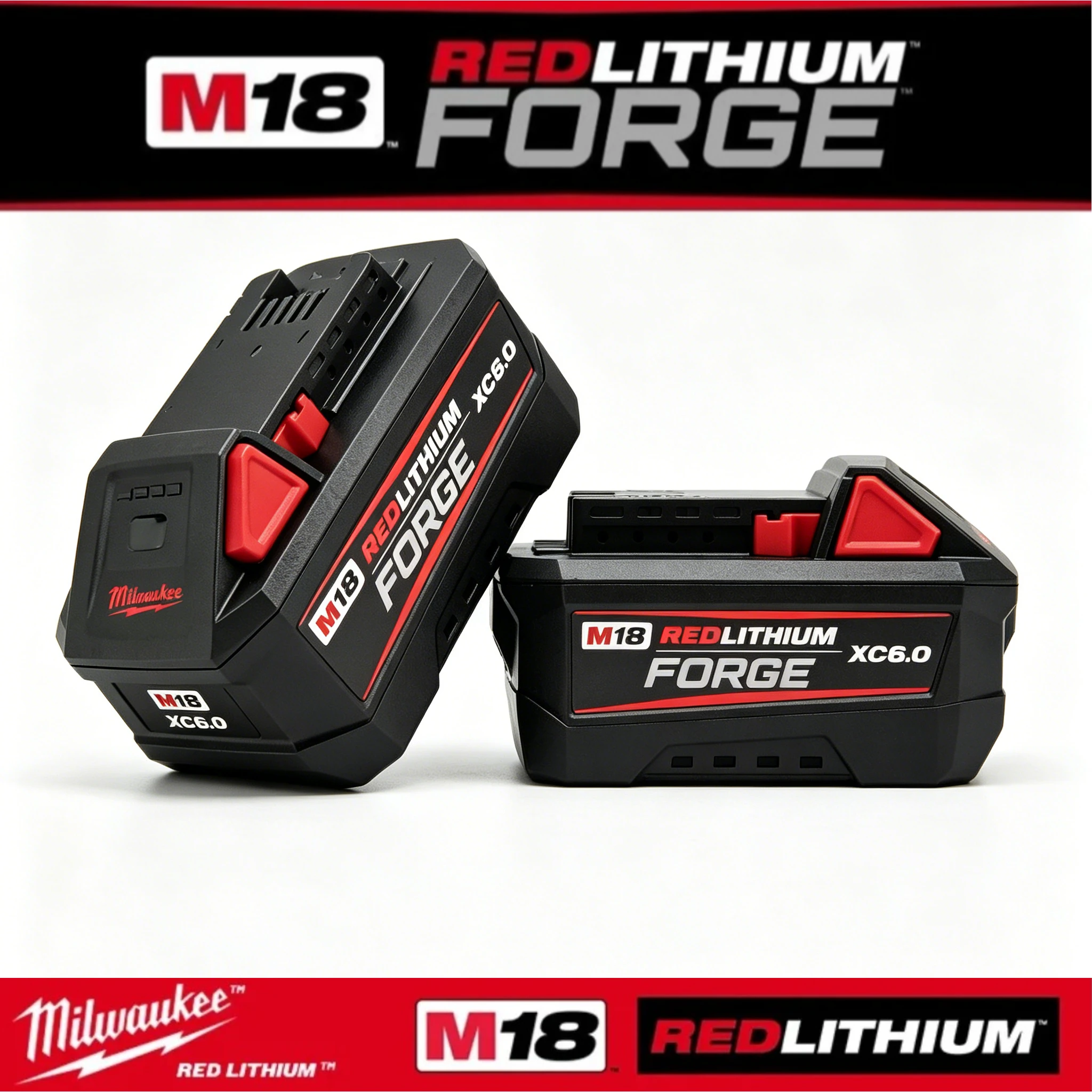 

100% Original Milwaukee M18 Forge 6.0Ah Red lithium Battery Fast Charging High Efficiency,Voltage 18V, Model 48-11-1861