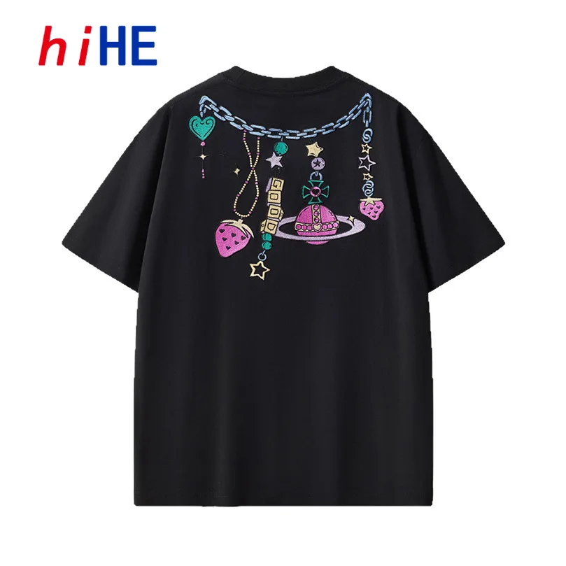 Heavyweight 230g Combed Cotton T Shirt For Men Embroidery Fashion Oversized Short Sleeve O Neck Male TeeA1