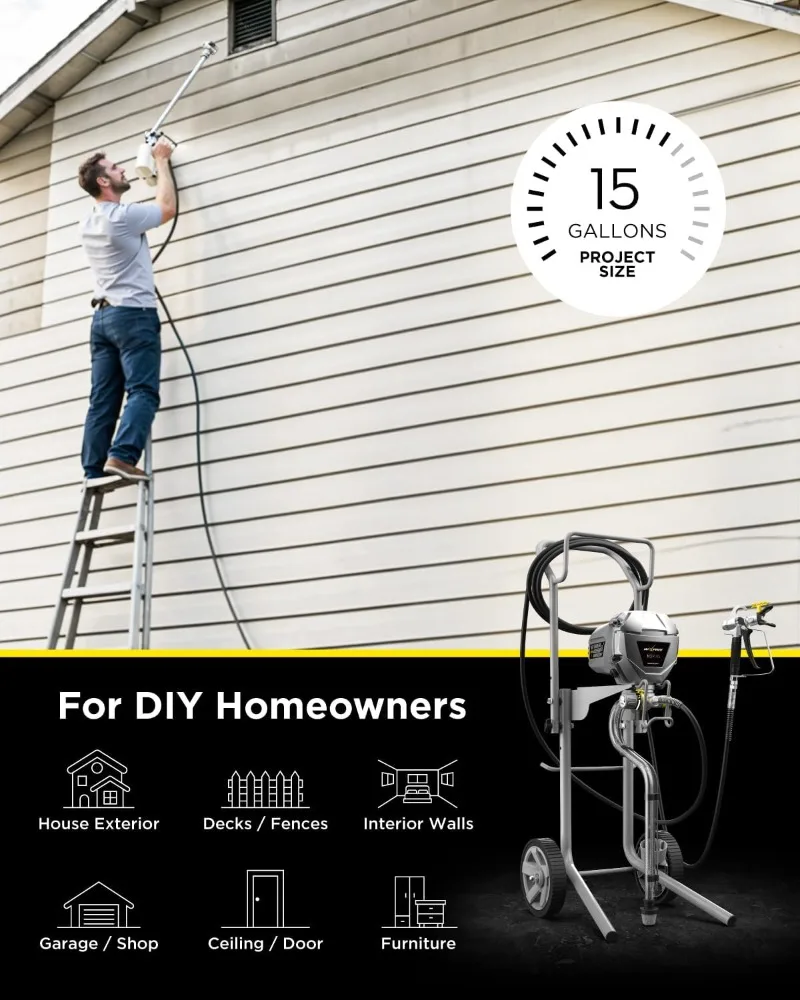 M3 Cart Airless Paint Sprayer,ที่มีประสิทธิภาพสูงบาง-ฟรี Minimal Overspray สําหรับสูงสุด 15 แกลลอน DIY Paintin