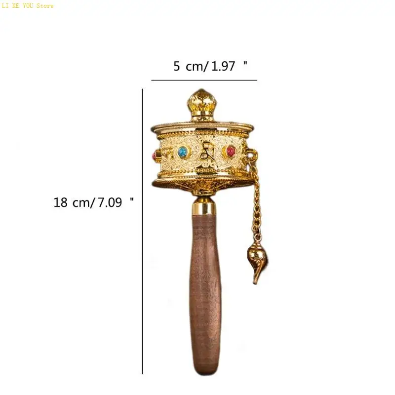 W3JE Tibetan Buddhisms Six Word Mantras Handheld Cranking Buddhist Prayer Wheel view 6