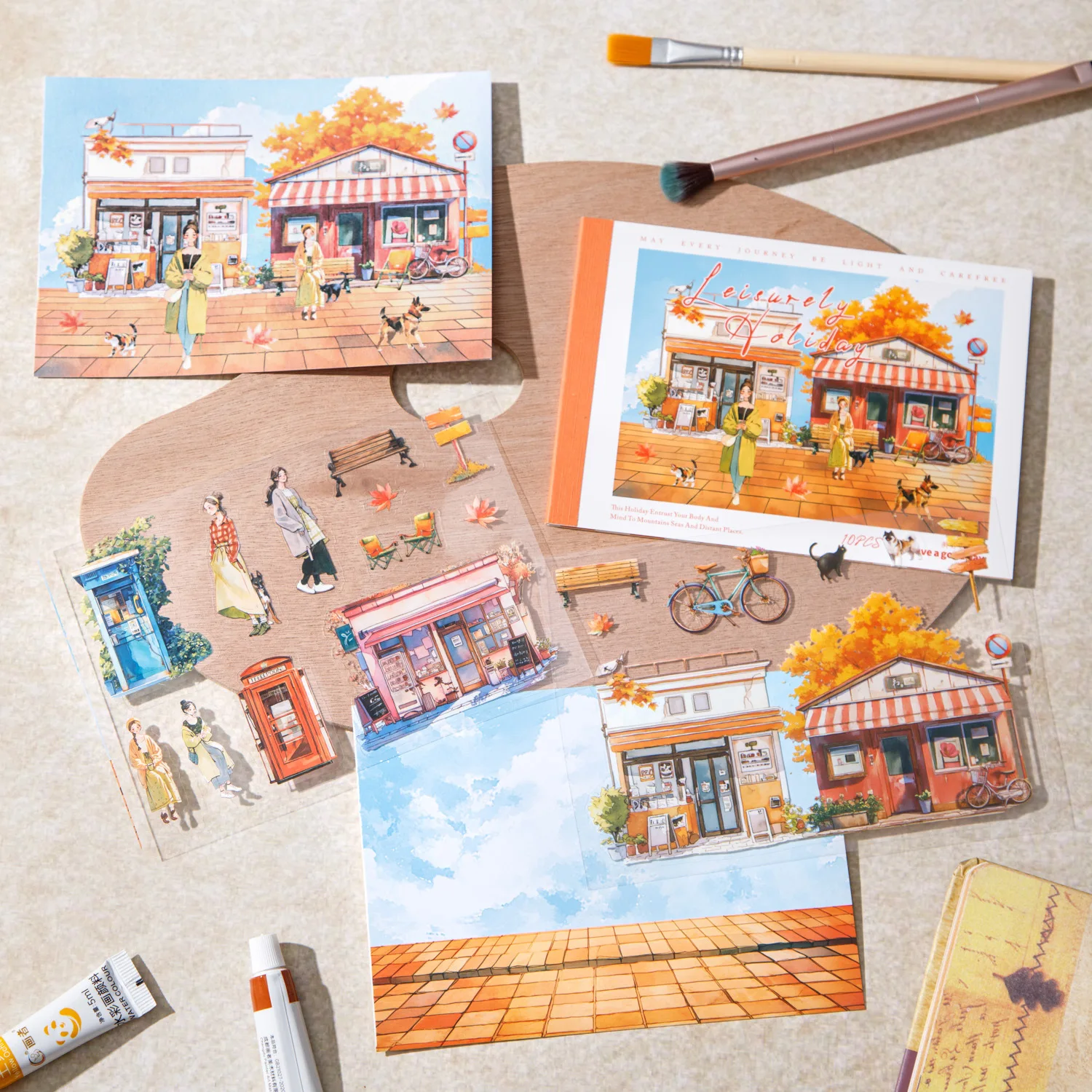 10pcs/1lot Kawaii Scrapbook Stickers Leisure Holiday Junk Journal Gold Planner Stationery Decorative
