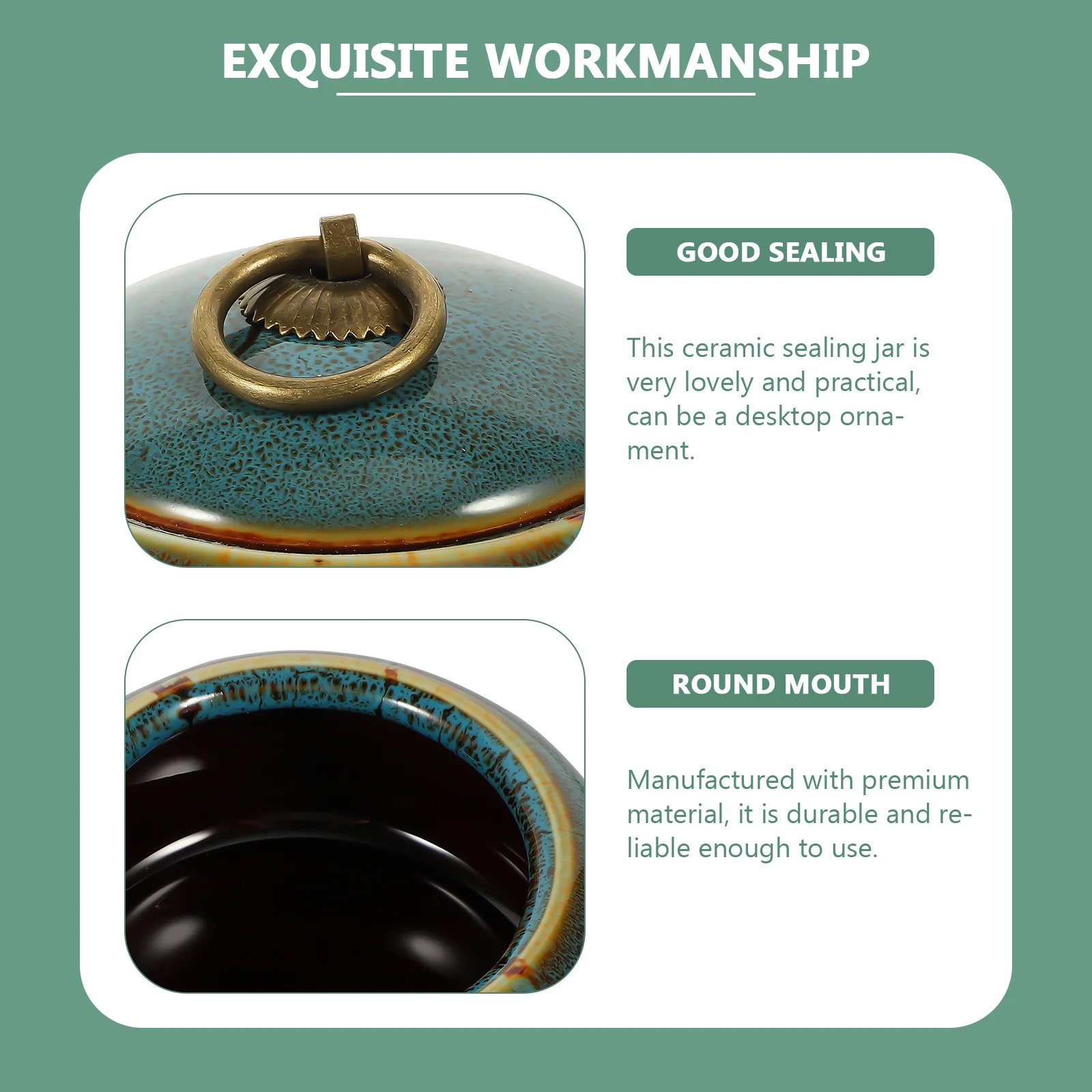 

Household Tea Canister Premium Ceramic Storage Jar Multi-Function Tea Container Desktop Ornament Convenient Kitchen Storage