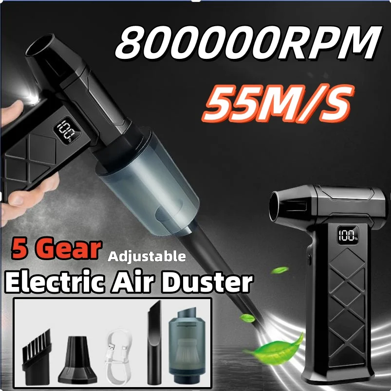 

Mini Turbo Jet Fan Air Blower Electric Air Duster with 5 Gear Adjustable Speed 800000RPM 55m/s Car Computer Cleaning Tool Kit