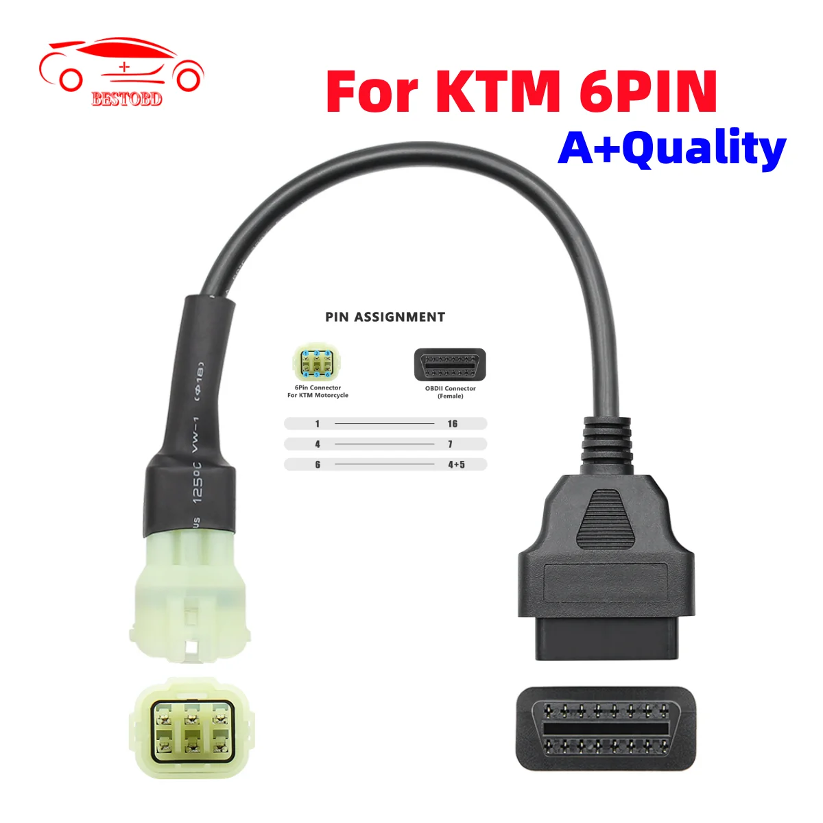 Para KTM conector OBD2 motocicleta motobike para KTM adaptador de 6 pines a 16 pines para herramientas de diagnóstico OBD2 Moto OBD 2 Cable de extensión