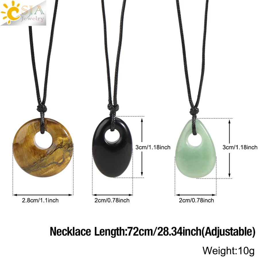 CSAJ الحجر الطبيعي قلادة مستديرة للنساء رجل الطاقة الجمشت الوردي الكوارتز اللازورد قلادة حبل القلائد مجوهرات T112