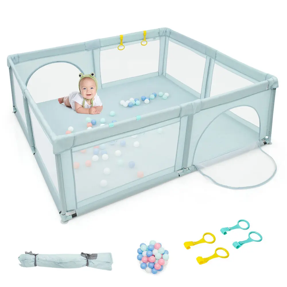 Babyjoy Extra Large Baby Playpen Safety Baby Play Yard w/50 Ocean Balls & 4 Handles