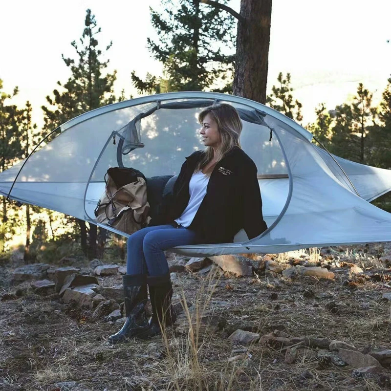 Única pessoa caminhadas viajar árvore tenda acampamento ao ar livre árvore hammock cama ultraleve multi-funcional três árvores pendurado cama